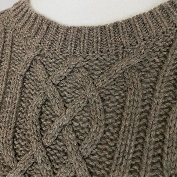 MODA INTERNATIONAL | Taupe Long Sleeve Cable Knit Wool Blend Sweater Dress - Picture 8 of 16